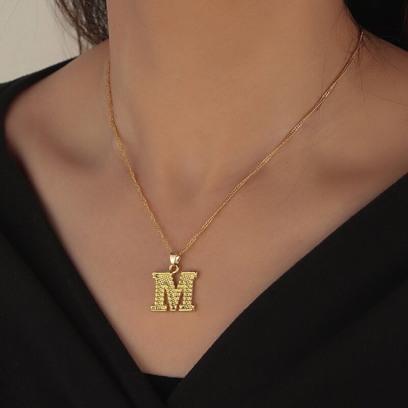 

Letter Pendant Chain Necklace, Gold