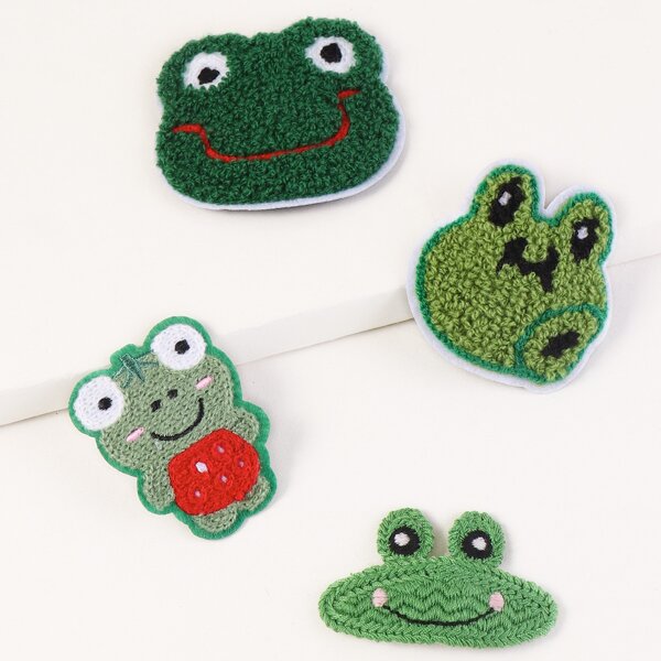 

4pcs Cartoon Frog Design Hair Clip, Green