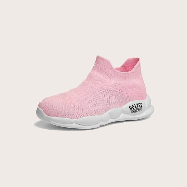 

Girls Letter Graphic Knit Slip On Sneakers, Baby pink