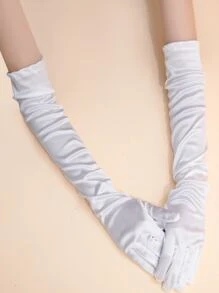 Guantes largos sólidos, ropa de otoño para mujeres - Blanco - Ver 1