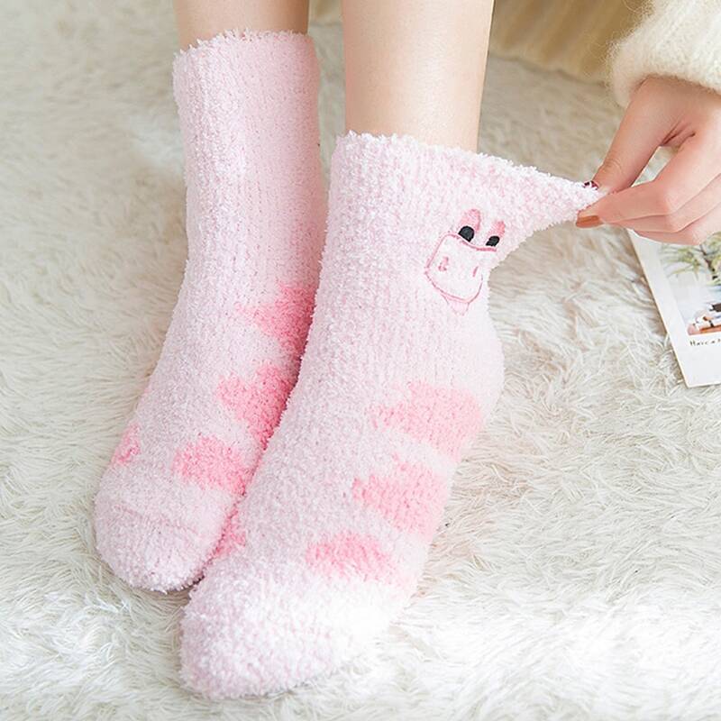 

1pair Cartoon Fuzzy Socks, Pink