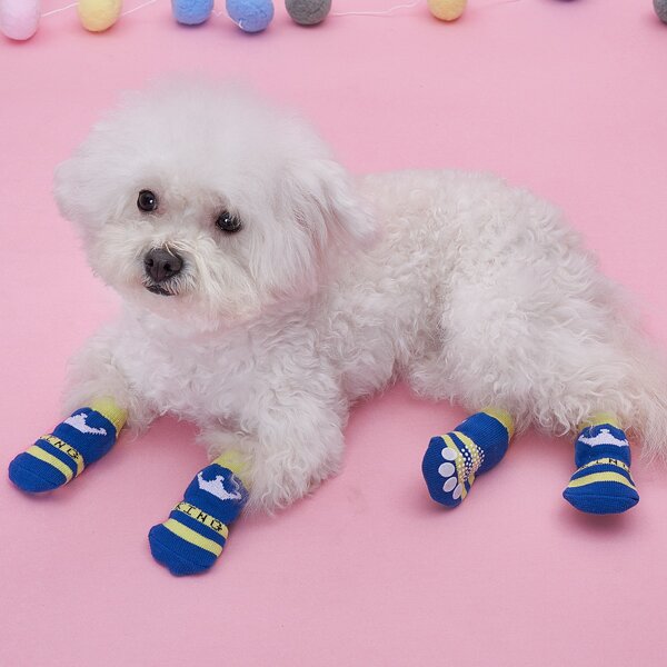 

4pcs Letter Graphic Anti-slip Pet Socks, Multicolor
