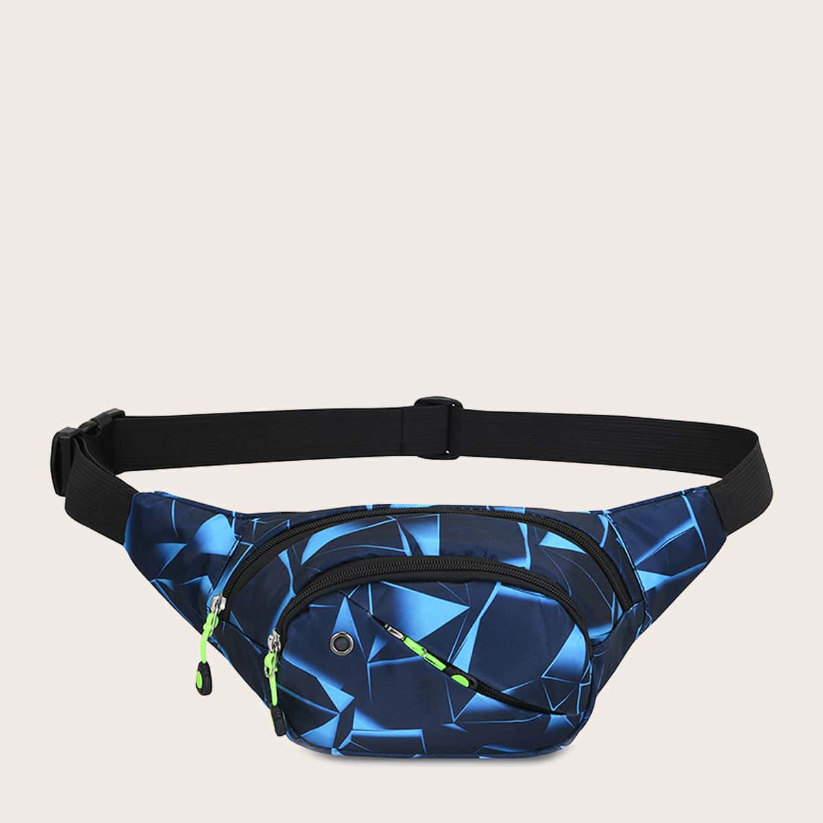 

Guys Geometric Graphic Pocket Front Fanny Pack, Blue