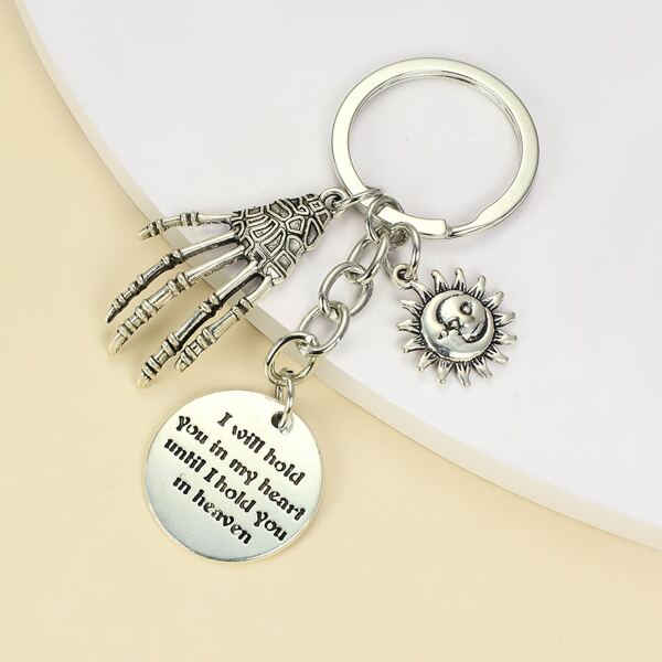 

Skeleton Hand Charm Keychain, Silver