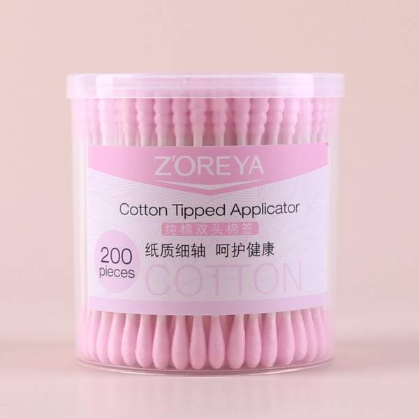 

200pcs Double-headed Cotton Swab, Pink