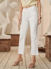 MOTF PREMIUM CROPPED BOOTCUT JEANS - White - View 6