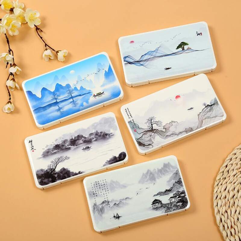 

1pc Random Landscape Painting Face Mask Storage Box, Multicolor
