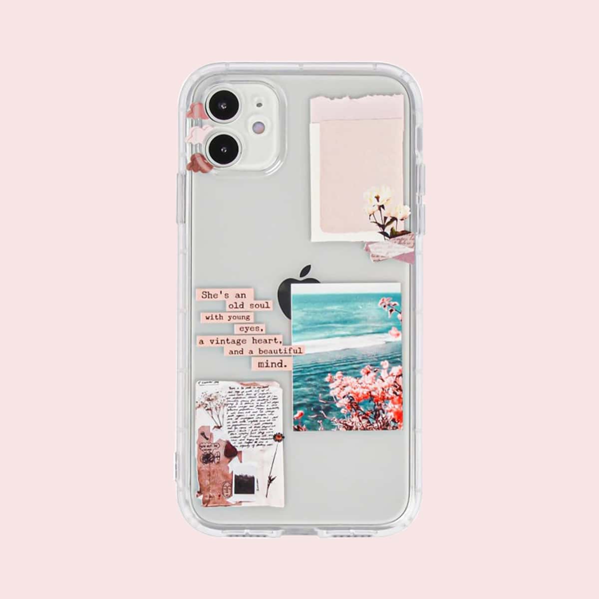 

Floral & Slogan iPhone Case, Clear