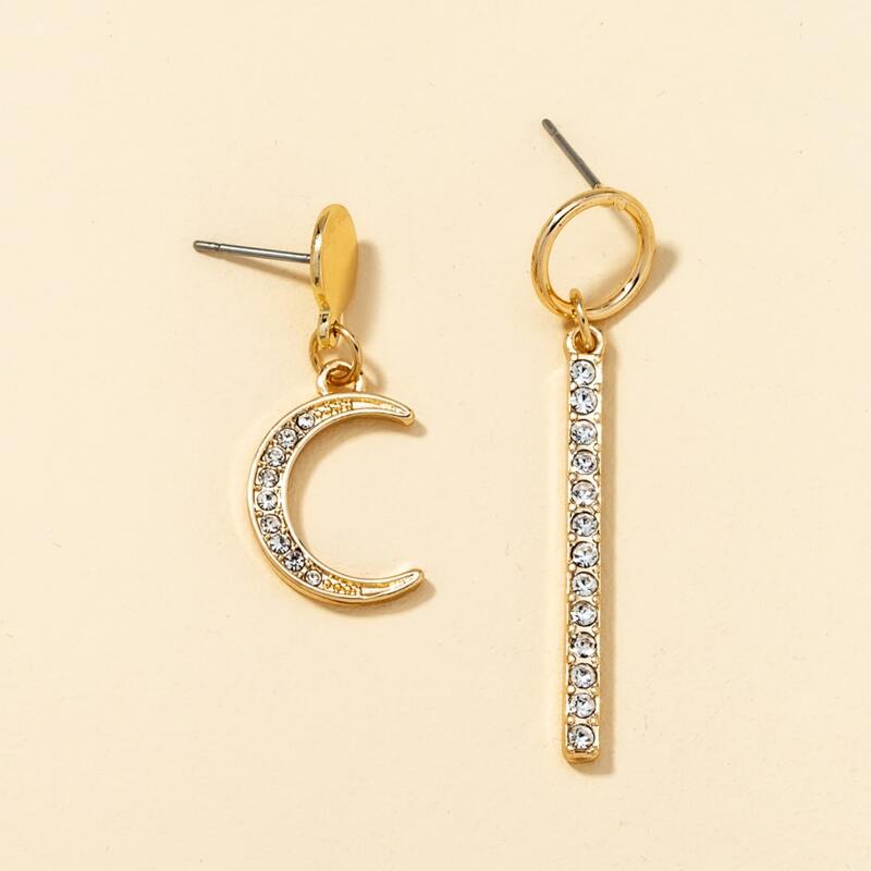 

Rhinestone Moon Drop Earrings, Gold