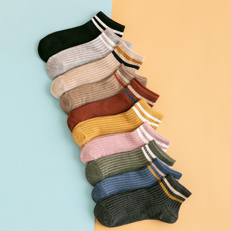 

10pairs Stripe Ankle Socks, Multicolor