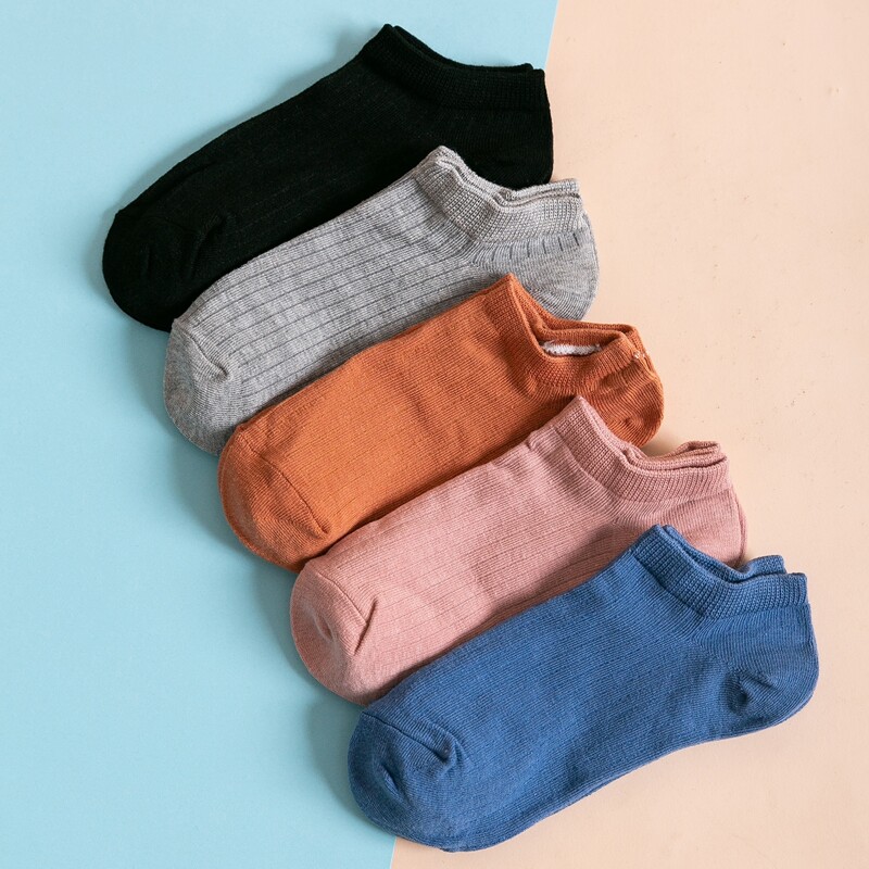

5pairs Simple Ankle Socks, Multicolor