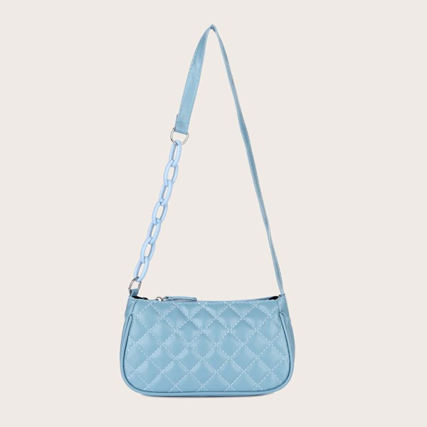 

Quilted Baguette Bag, Blue