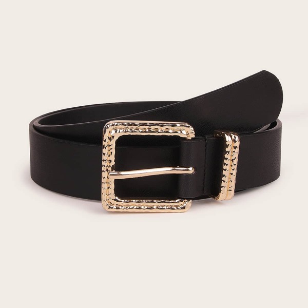

Textured Buckle Belt, Black