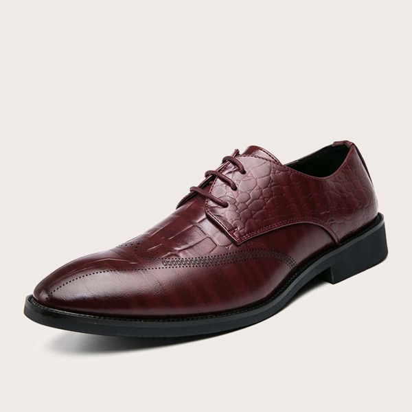 

Men Plain Lace-up Front Dress Shoes, Maroon