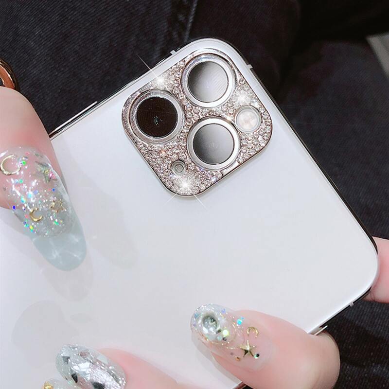 

Rhinestone iPhone Lens Tempered Film, Silver