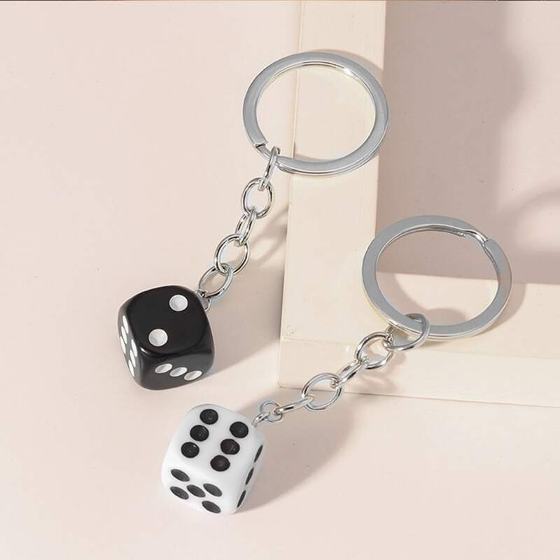 

2pcs Dice Bag Charm, Black and white