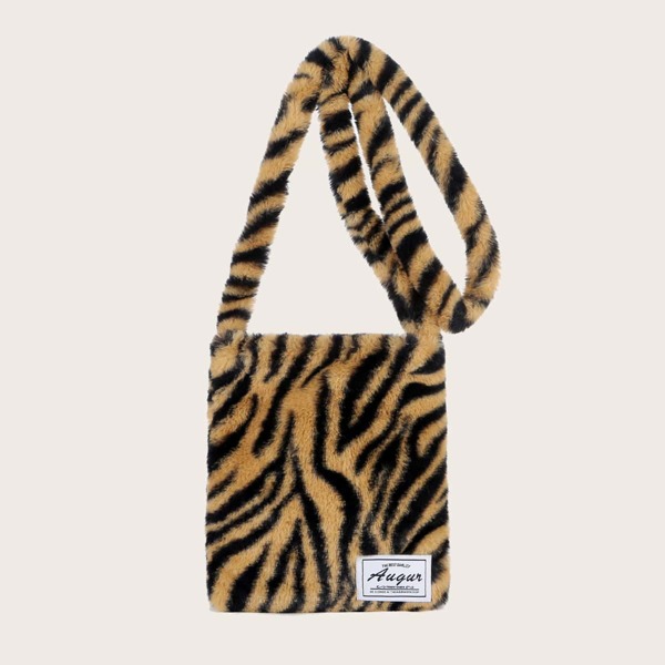 

Tiger Print Crossbody Bag, Brown
