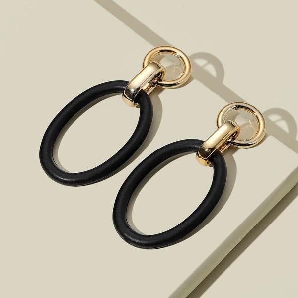 

Acrylic Oval Drop Earrings, Black