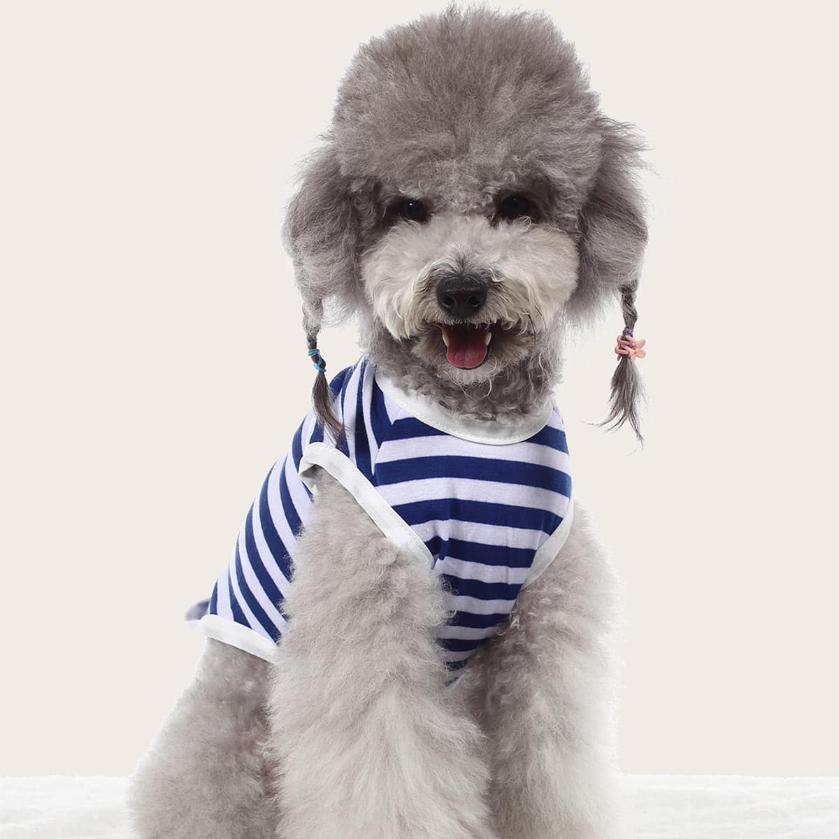 

Cartoon Rabbit Print Striped Pet Tank, Multicolor