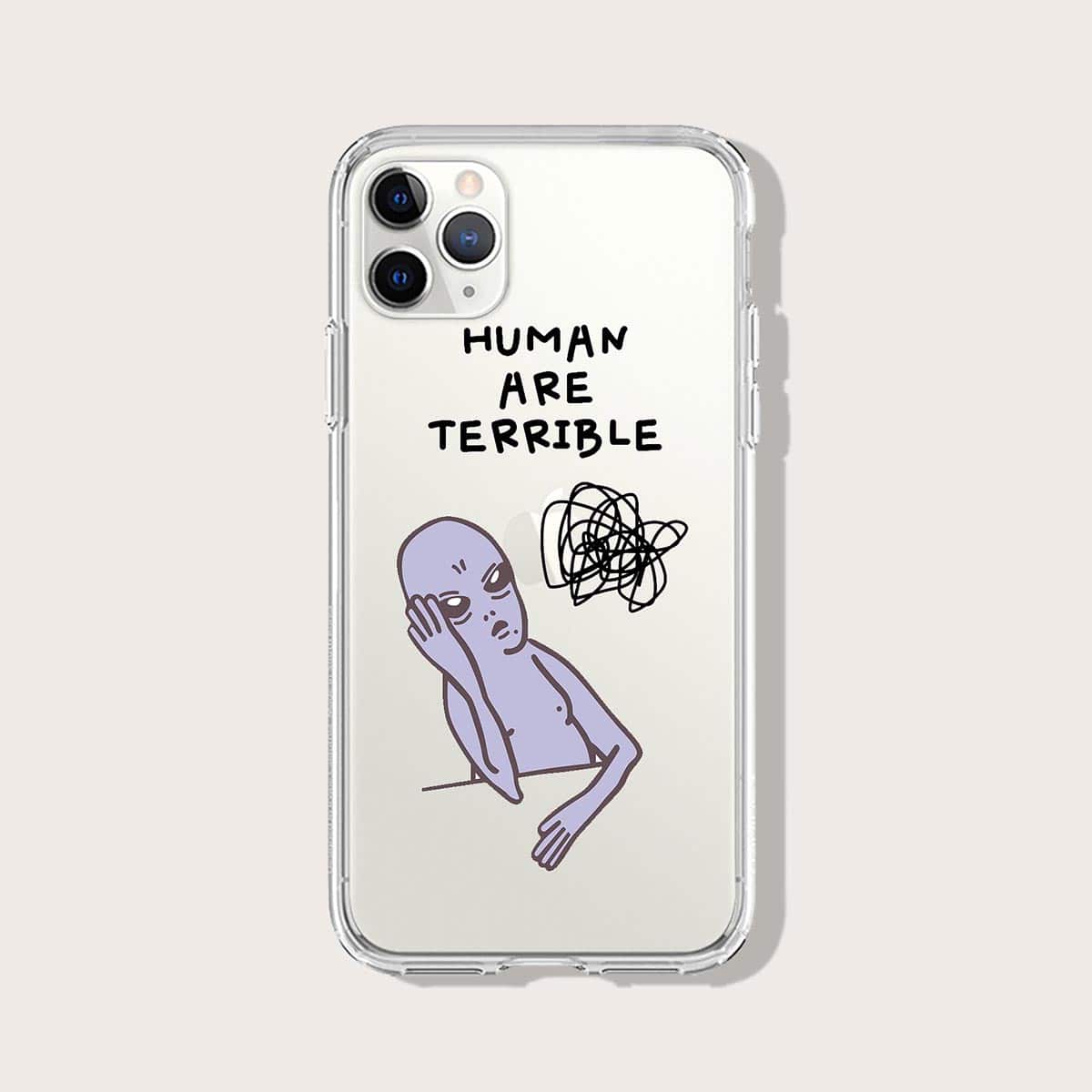 

Cartoon Alien iPhone Case, Clear