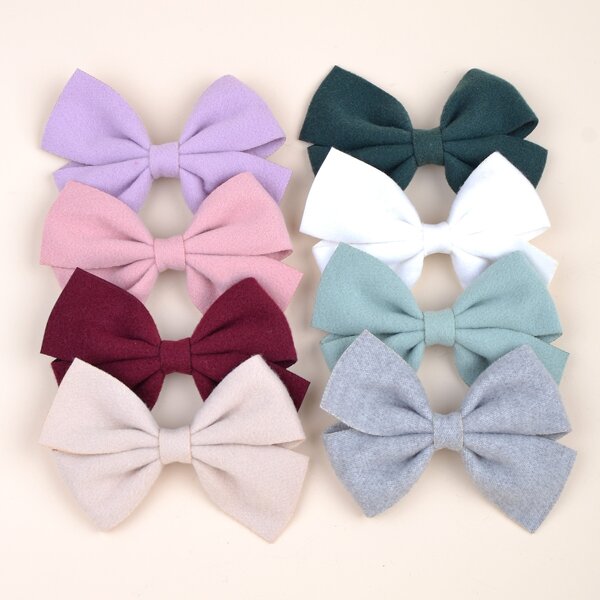 

8pcs Baby Bow Knot Decor Hair Clip, Multicolor