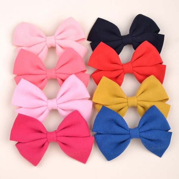 

8pcs Baby Bow Knot Decor Hair Clip, Multicolor