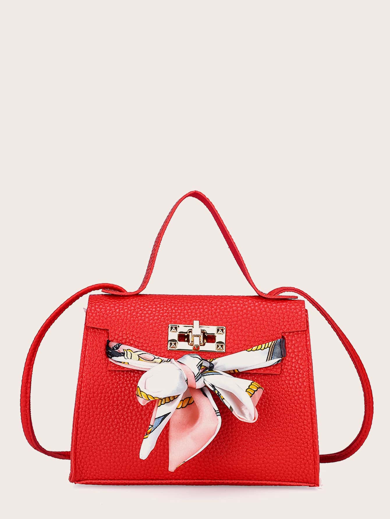 Random Twilly Scarf Decor Flap Satchel Bag thumbnail