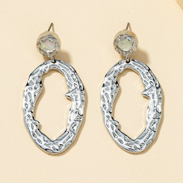 

Metallic Drop Earrings, Silver