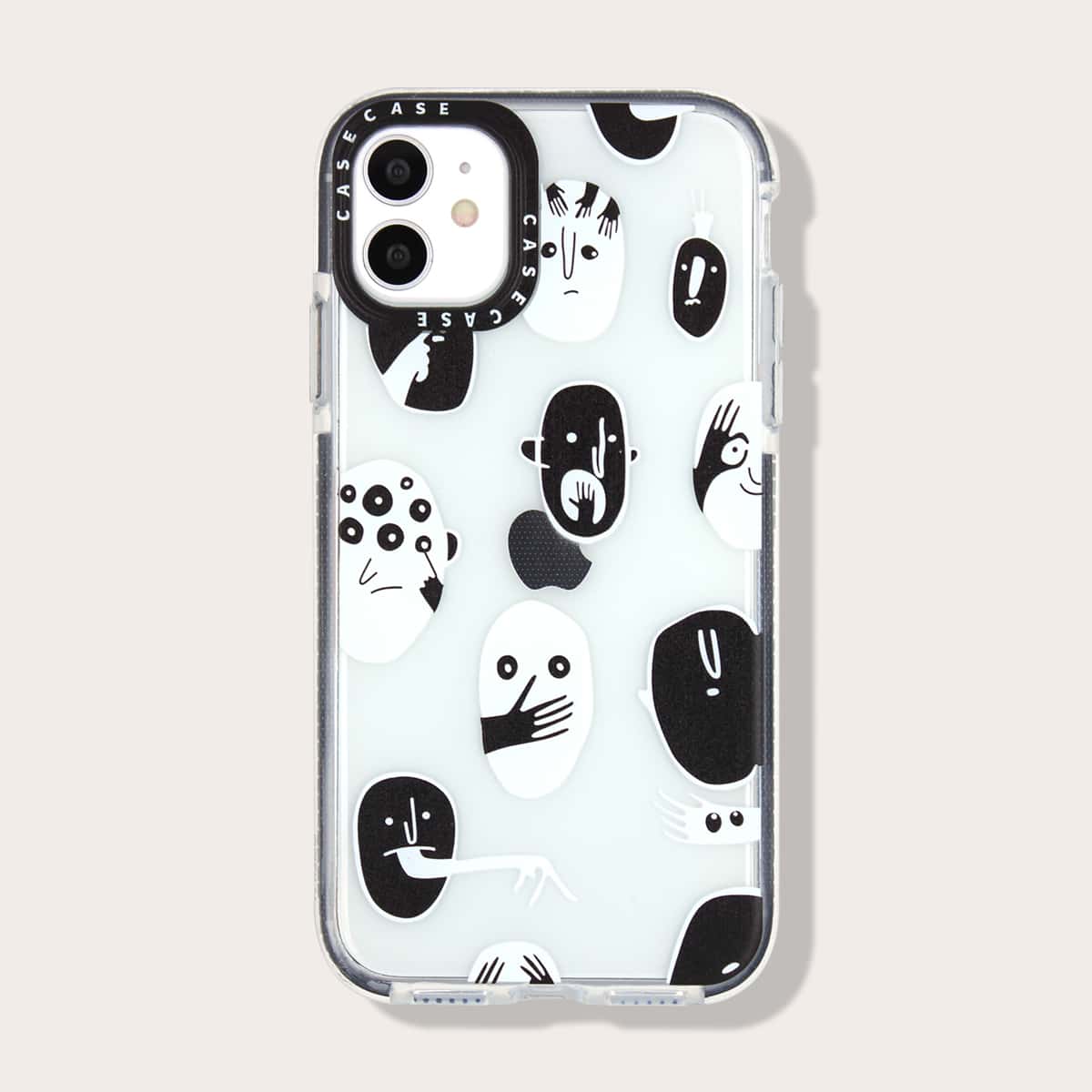 

Cartoon Clear iPhone Case, Black and white