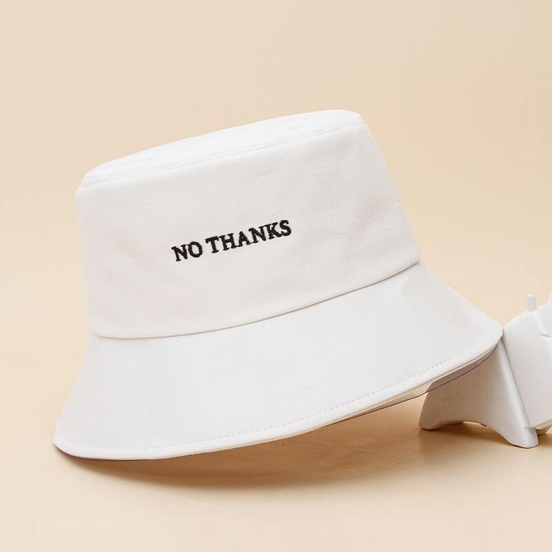 

Letter Embroidered Bucket Hat, White