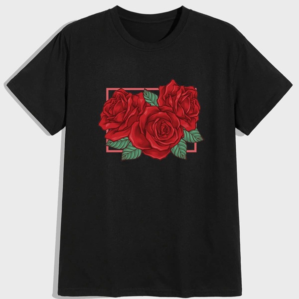 

Guys Rose Graphic Tee, Black