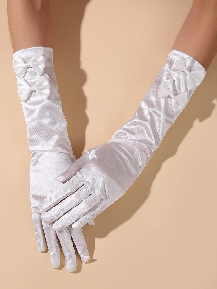Bow Knot Decor Long Gloves