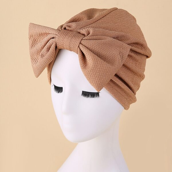 

Bow Knot Decor Turban Hat, Khaki