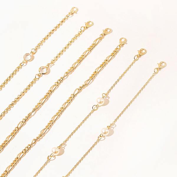

3pcs Faux Pearl Decor Mask Chain, Gold