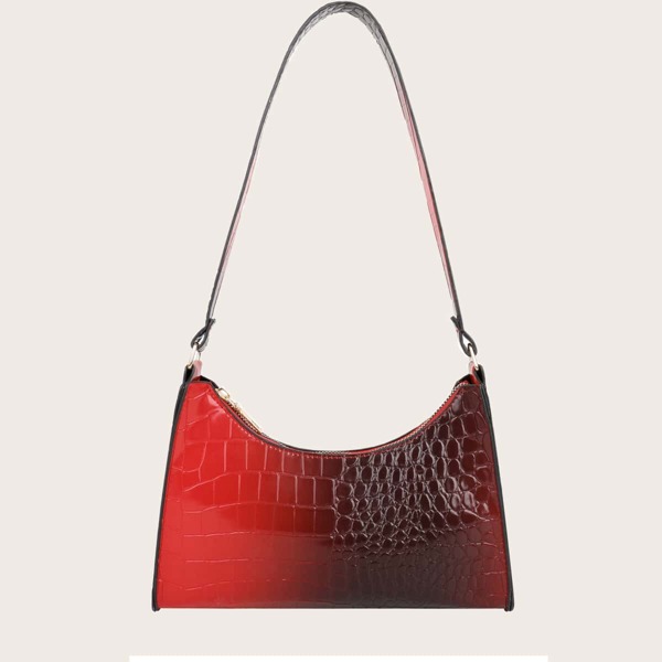 

Ombre Croc Embossed Shoulder Bag, Red