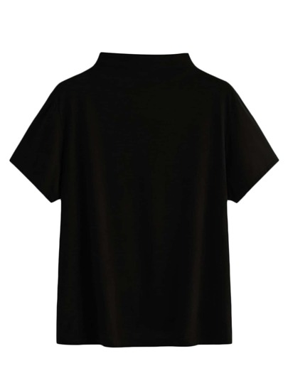 تي شيرت بعنق مستدير بلون موحد مقاس كبير