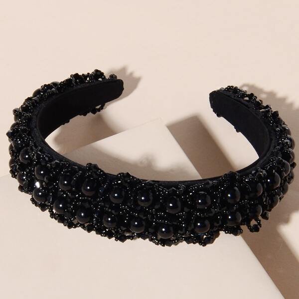 

Bead Overlay Hair Hoop, Black