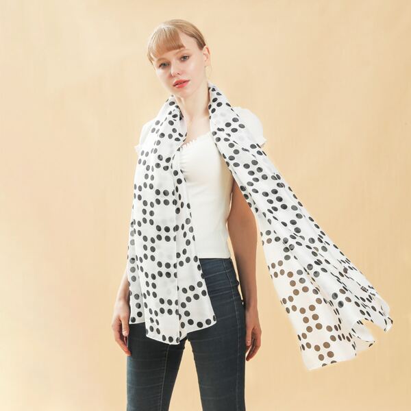 

Polka Dot Pattern Scarf, Black and white