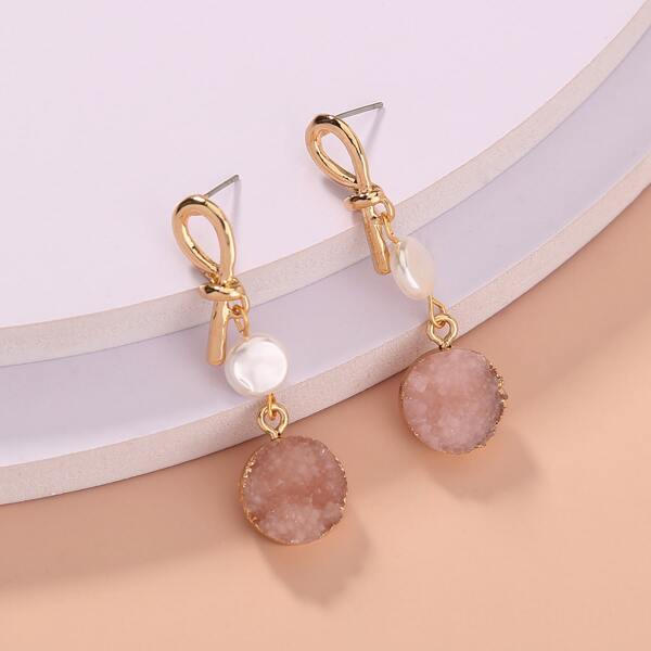 

Faux Pearl Knot Design Drop Earrings, Multicolor