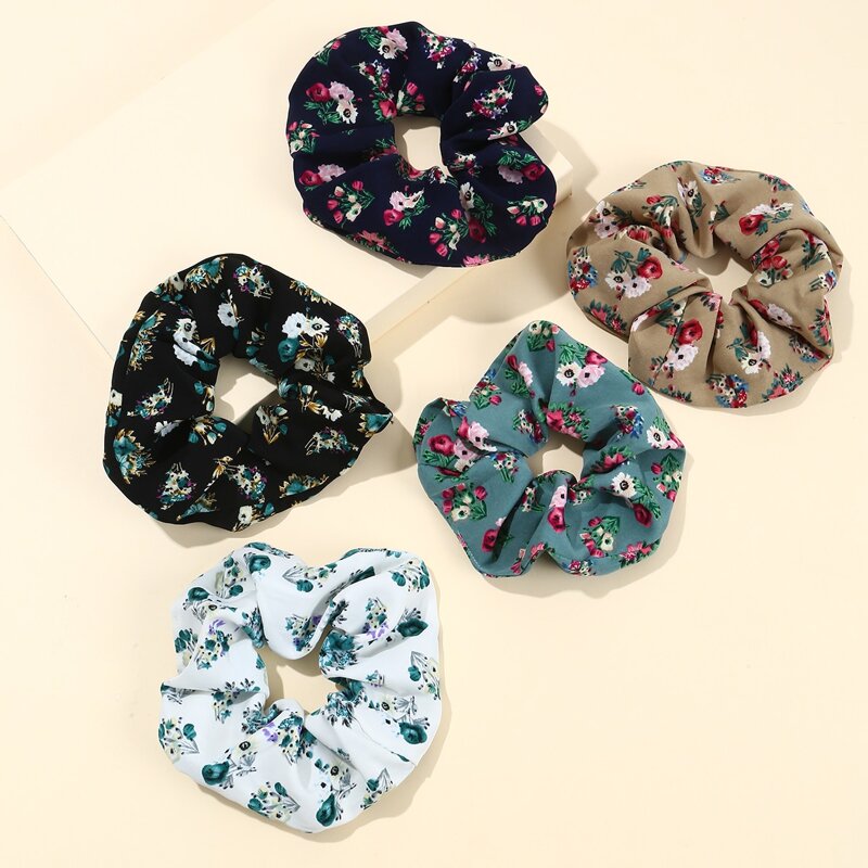 

5pcs Ditsy Floral Print Scrunchies, Multicolor