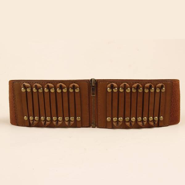 

Zipper Detail Wide Belt, Brown