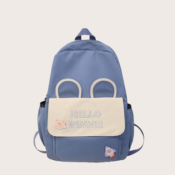 

Kids Ear Decor Color Block Backpack, Blue
