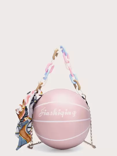 隨機圍巾裝飾球造型鏈條包