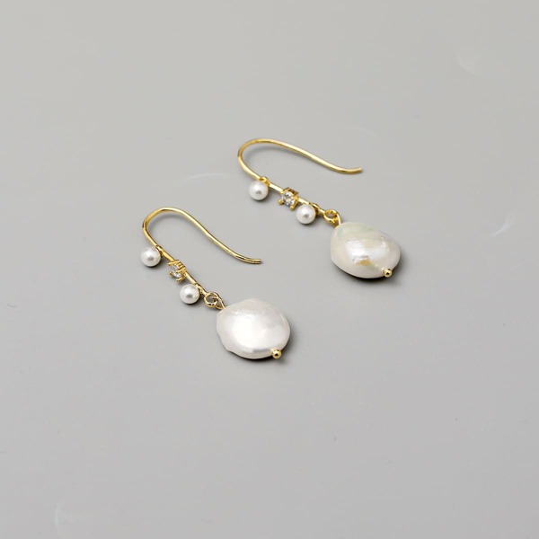 

Faux Pearl Drop Earrings, Gold