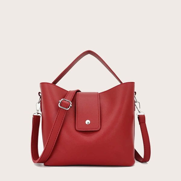 

Minimalist Bucket Bag With Inner Pouch, Red