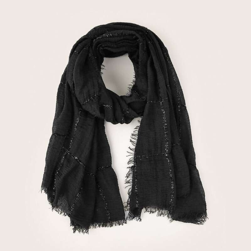 

Raw Hem Scarf, Black