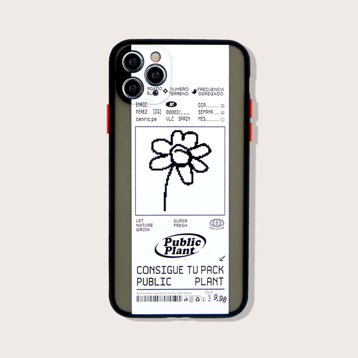 

Floral & Letter Graphic iPhone Case, Multicolor