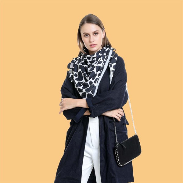 

Allover Print Scarf, Black and white