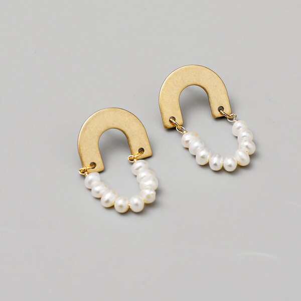 

Faux Pearl Drop Earrings, Gold