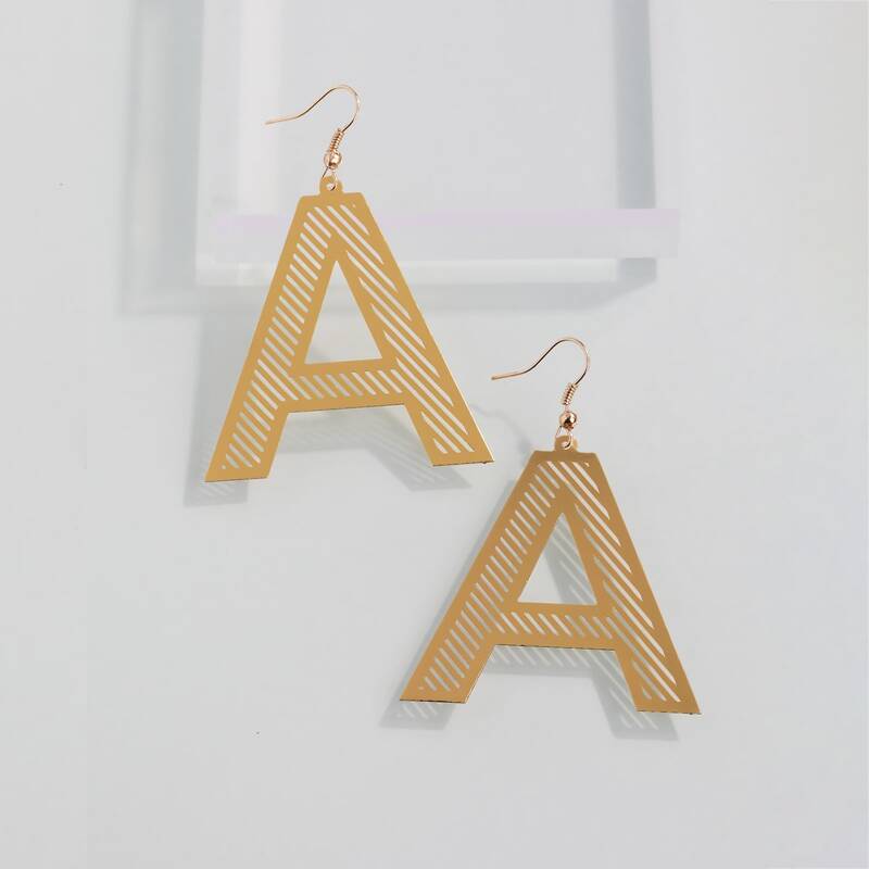 

Gold Letter Drop Earrings